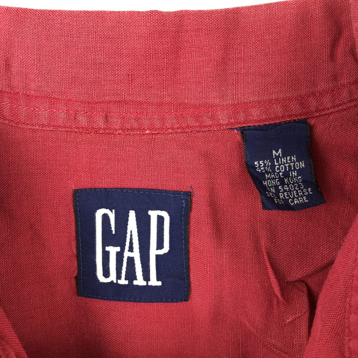 90'S GAP (Old GAP) Short-Sleeve Cotton x Linen Shirt, Men's Size M (Equivalent), Vintage linen red type Vintage Second Hand