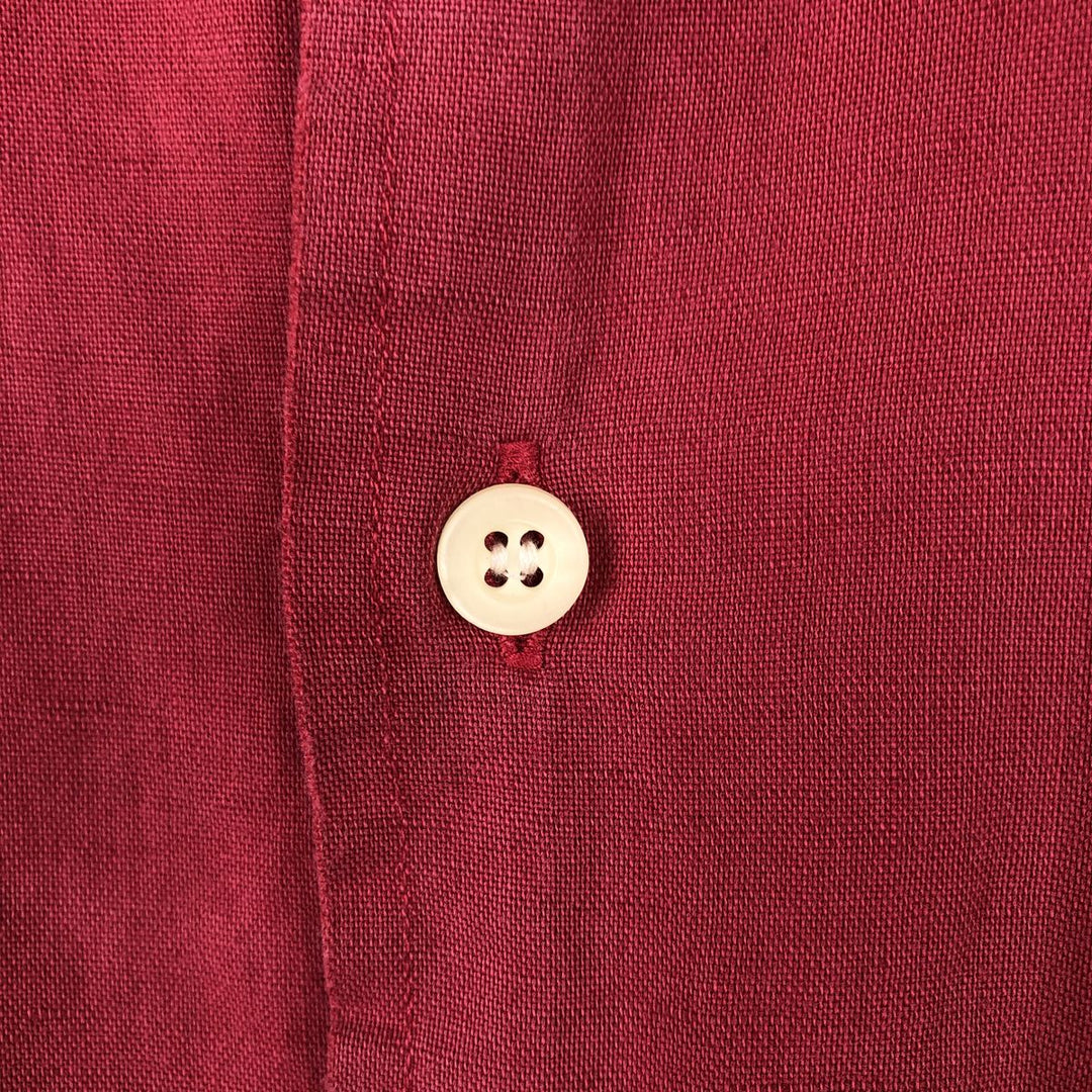 90'S GAP (Old GAP) Short-Sleeve Cotton x Linen Shirt, Men's Size M (Equivalent), Vintage linen red type Vintage Second Hand