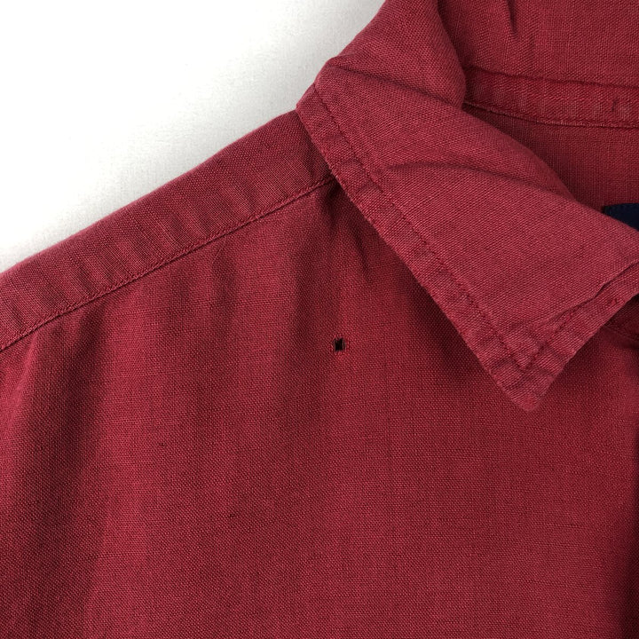 90'S GAP (Old GAP) Short-Sleeve Cotton x Linen Shirt, Men's Size M (Equivalent), Vintage linen red type Vintage Second Hand