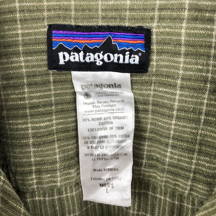 Patagonia Migration Hemp Shirt 53138SP13 Check Pattern Short Sleeve Cotton x Hemp Shirt Boxy Shirt Hemp green type Vintage Second Hand