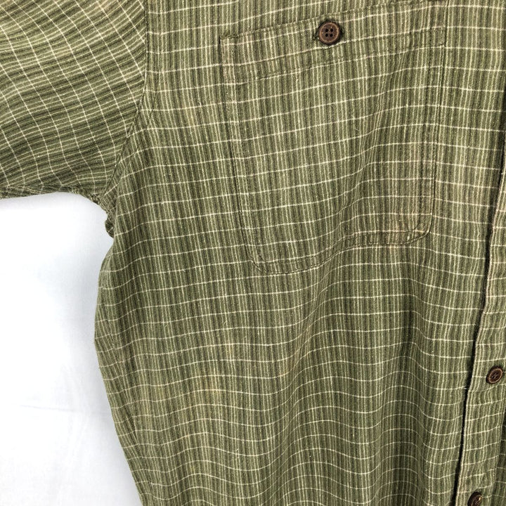 Patagonia Migration Hemp Shirt 53138SP13 Check Pattern Short Sleeve Cotton x Hemp Shirt Boxy Shirt Hemp green type Vintage Second Hand