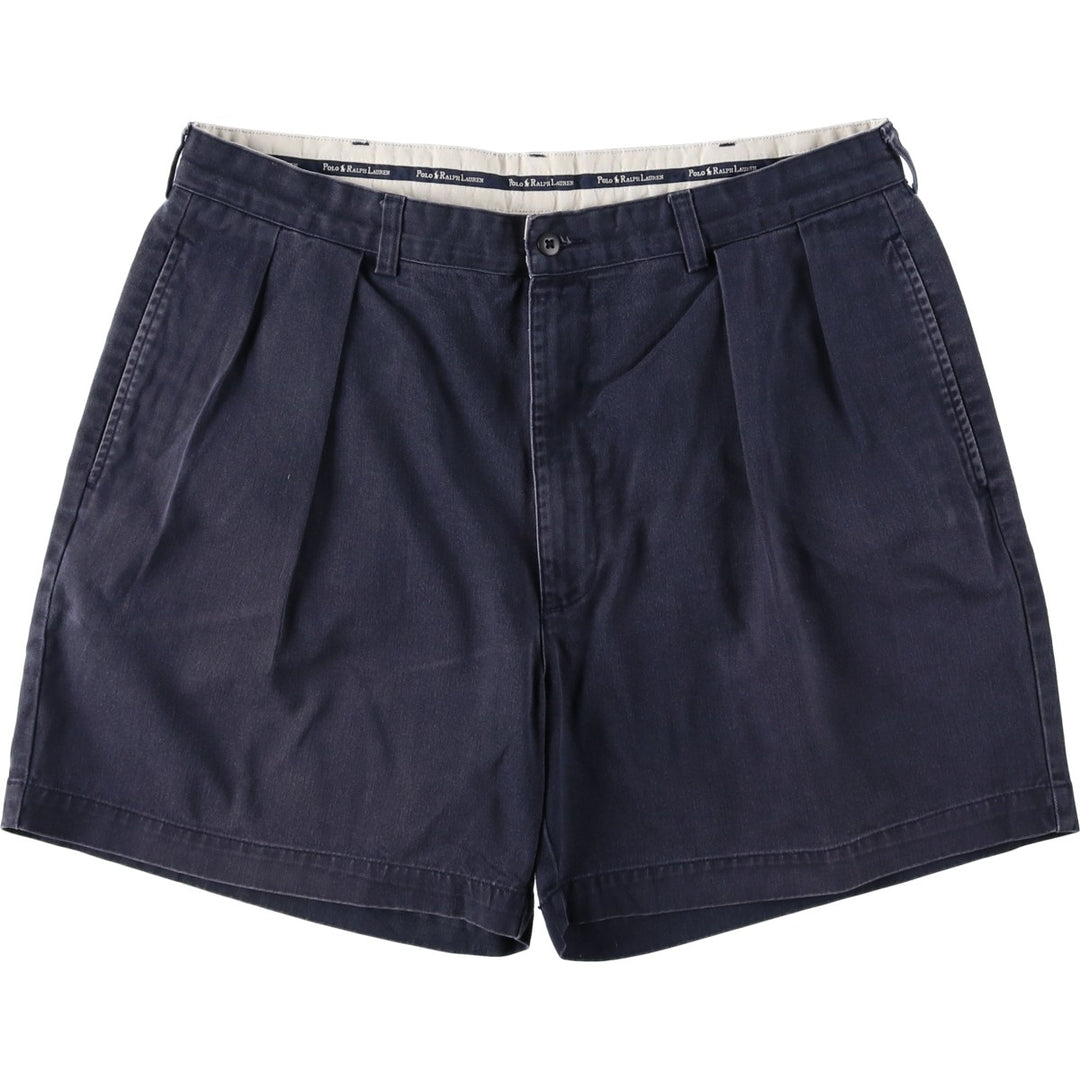Ralph Lauren Polo Ralph Lauren ANDREW SHORT Two-Pleat Chino Shorts Men's W36 (approx.) cotton navy blue type Vintage Second Hand