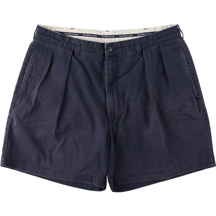 Ralph Lauren Polo Ralph Lauren ANDREW SHORT Two-Pleat Chino Shorts Men's W36 (approx.) cotton navy blue type Vintage Second Hand