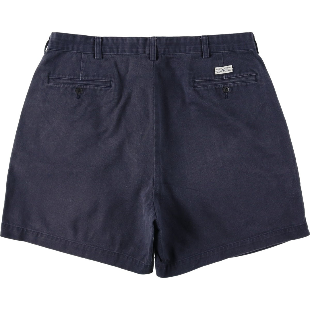 Ralph Lauren Polo Ralph Lauren ANDREW SHORT Two-Pleat Chino Shorts Men's W36 (approx.) cotton navy blue type Vintage Second Hand
