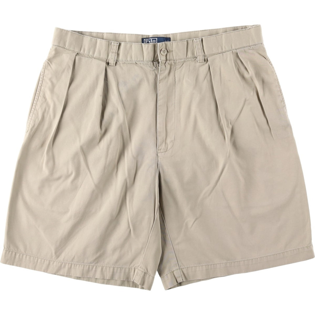 Ralph Lauren POLO by Ralph Lauren TYLER SHORT Two-pleat chino shorts, short pants, men's size W36 cotton Beige type Vintage Second Hand