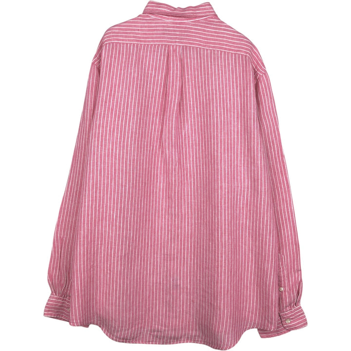 Ralph Lauren striped long-sleeved linen button-down shirt, men's size XXL. linen pink type Vintage Second Hand