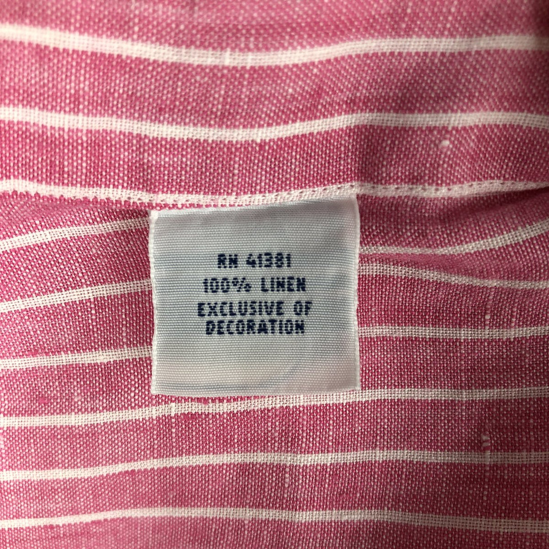 Ralph Lauren striped long-sleeved linen button-down shirt, men's size XXL. linen pink type Vintage Second Hand