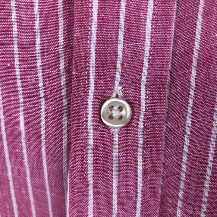Ralph Lauren striped long-sleeved linen button-down shirt, men's size XXL. linen pink type Vintage Second Hand