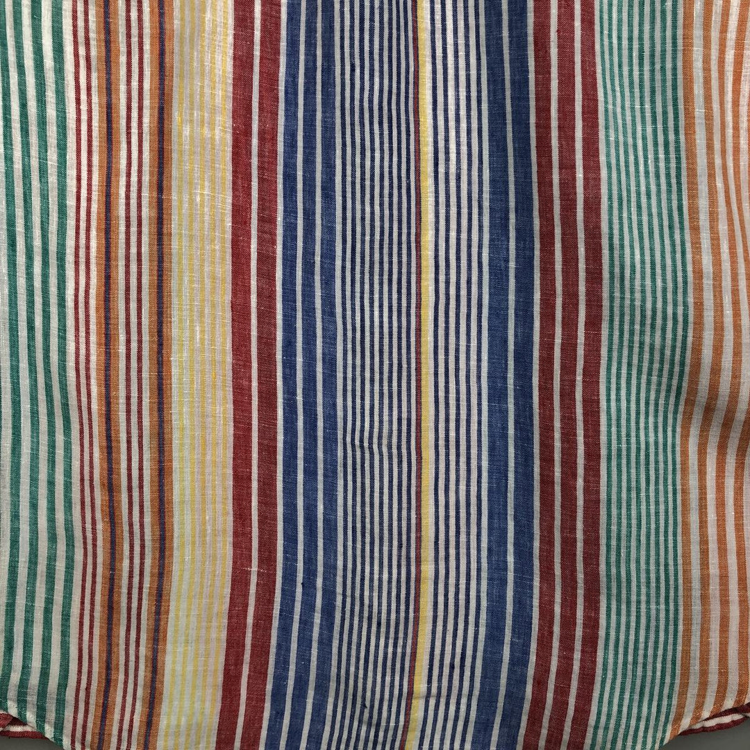 Ralph Lauren POLO RALPH LAUREN CLASSIC FIT Stripe Pattern Long-Sleeve Linen Button-Down Shirt (Men's Size M) linen blue type Vintage Second Hand