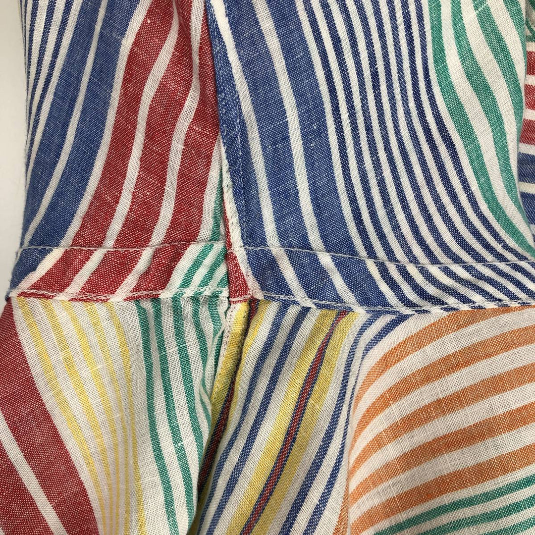 Ralph Lauren POLO RALPH LAUREN CLASSIC FIT Stripe Pattern Long-Sleeve Linen Button-Down Shirt (Men's Size M) linen blue type Vintage Second Hand