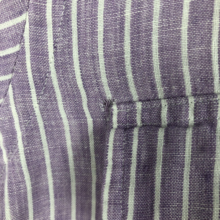 Ralph Lauren POLO by Ralph Lauren CUSTOM FIT Stripe Pattern Long-Sleeve Linen Shirt (Men's Size L equivalent) linen purple type Vintage Second Hand