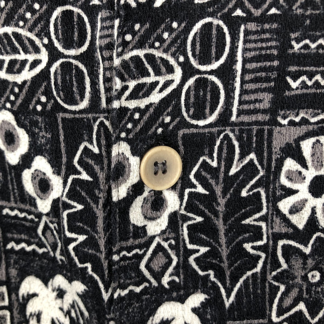 Ocean Pacific all-over print open-collar Hawaiian Aloha shirt, boxy fit, men's size XL equivalent. cotton black type Vintage Second Hand