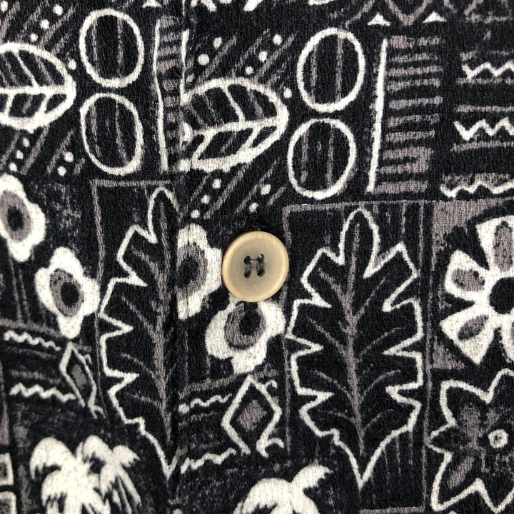 Ocean Pacific all-over print open-collar Hawaiian Aloha shirt, boxy fit, men's size XL equivalent. cotton black type Vintage Second Hand