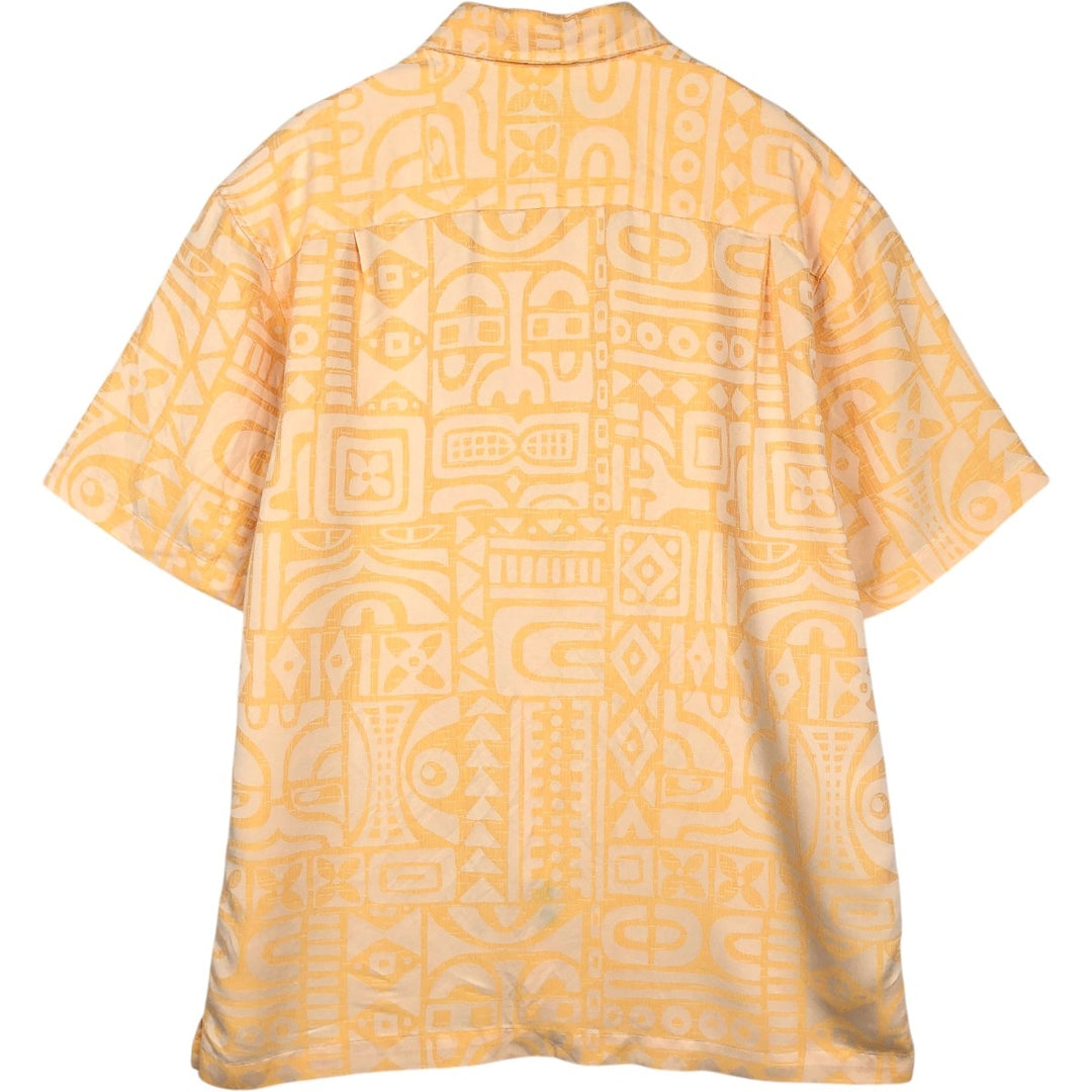 KAHALA All-over Geometric Pattern Rayon Hawaiian Aloha Shirt, Boxy Shirt, Men's Size L (approx.) Rayon orange type Vintage Second Hand