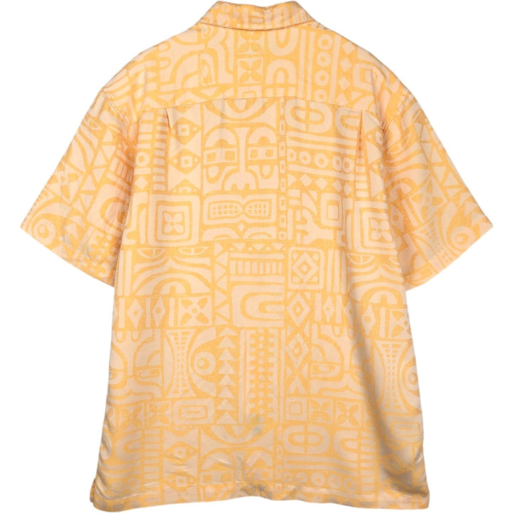 KAHALA All-over Geometric Pattern Rayon Hawaiian Aloha Shirt, Boxy Shirt, Men's Size L (approx.) Rayon orange type Vintage Second Hand