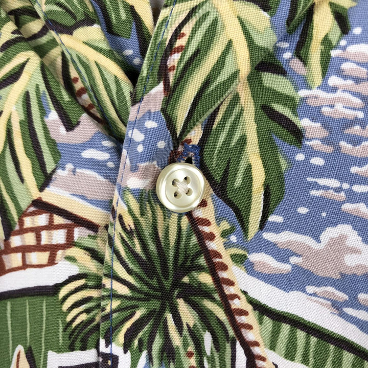 Reyn Spooner ART OF EDDY Y All-over print Open Collar Hawaiian Aloha Shirt Box Shirt Men's XL equivalent cotton blue type Vintage Second Hand