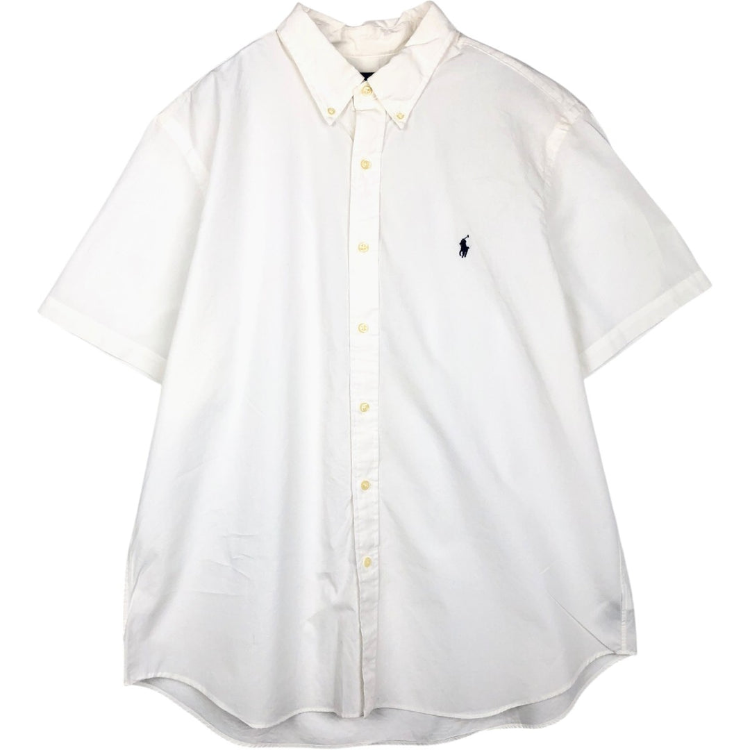 Ralph Lauren CUSTOM FIT Short-Sleeve Button-Down Shirt, Men's XXL (approx.) cotton white type Vintage Second Hand