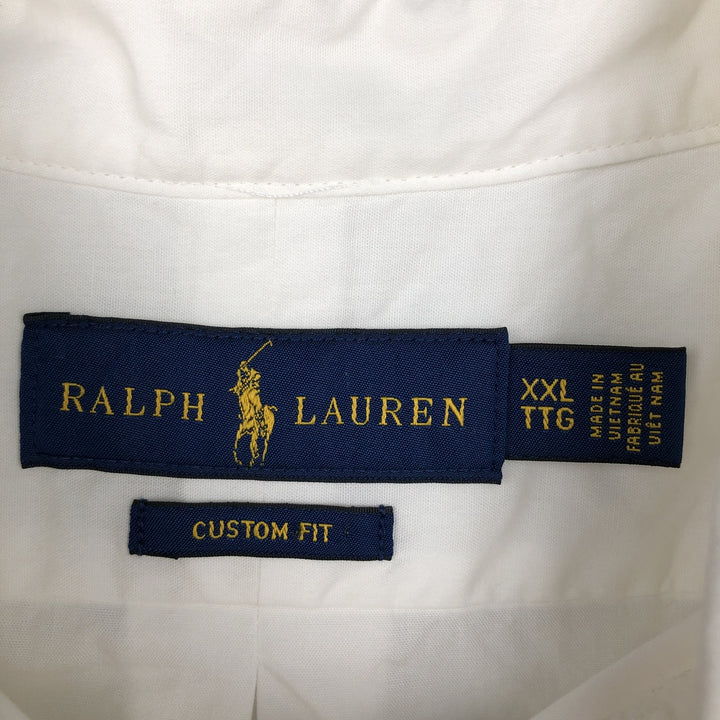 Ralph Lauren CUSTOM FIT Short-Sleeve Button-Down Shirt, Men's XXL (approx.) cotton white type Vintage Second Hand