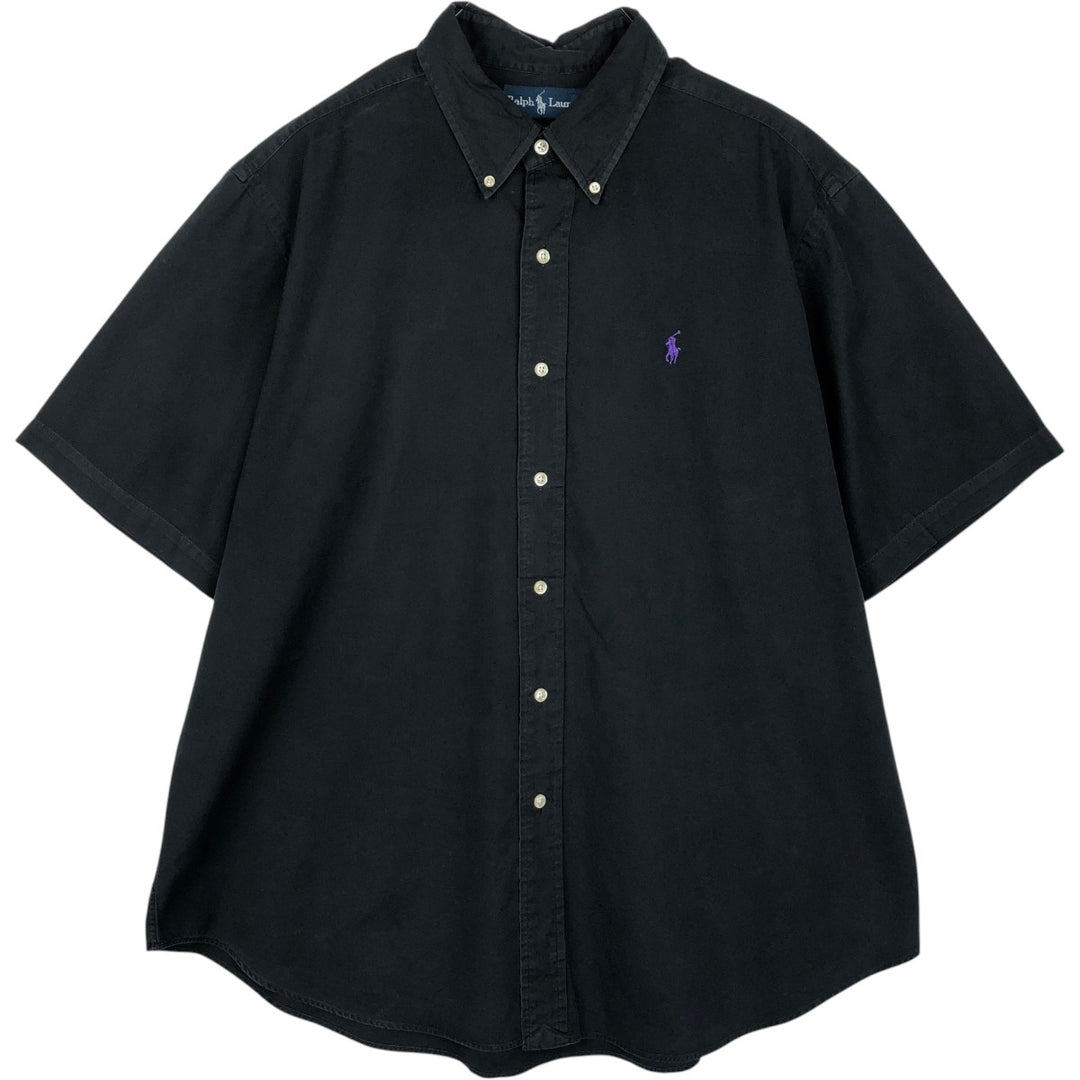 Ralph Lauren Classic Fit Short Sleeve Button Down Shirt Men's XL cotton black type Vintage Second Hand