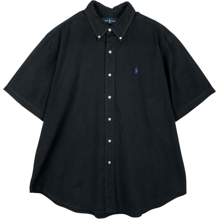 Ralph Lauren Classic Fit Short Sleeve Button Down Shirt Men's XL cotton black type Vintage Second Hand