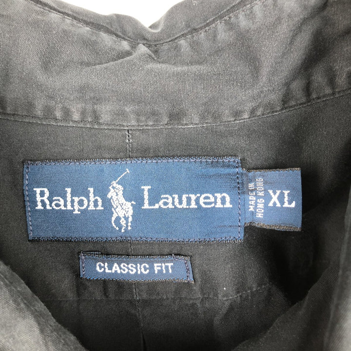 Ralph Lauren Classic Fit Short Sleeve Button Down Shirt Men's XL cotton black type Vintage Second Hand