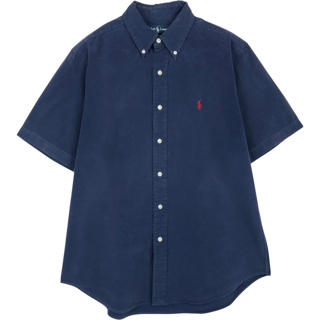 Ralph Lauren Classic Fit short sleeve button down shirt, men's size M cotton navy blue type Vintage Second Hand