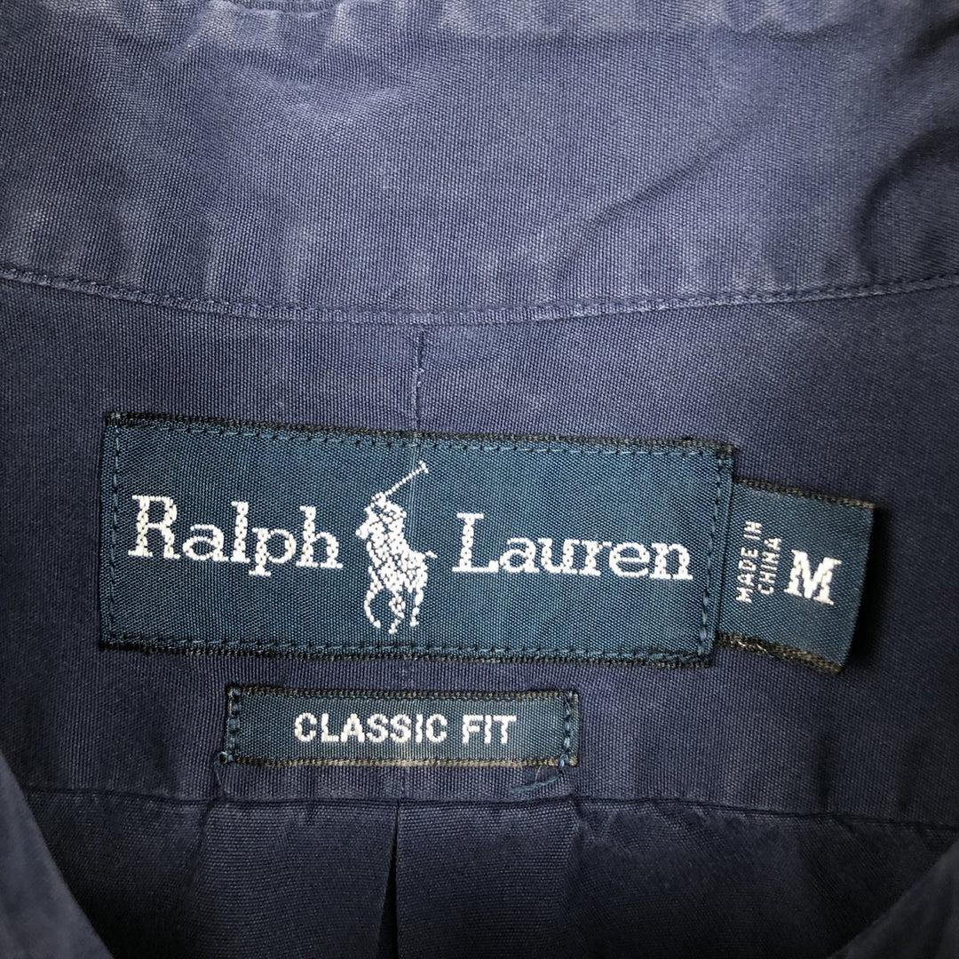 Ralph Lauren Classic Fit short sleeve button down shirt, men's size M cotton navy blue type Vintage Second Hand