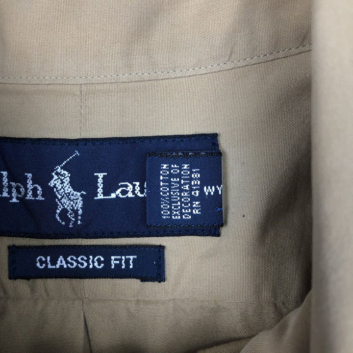 Ralph Lauren Classic Fit short sleeve button down shirt, men's size M cotton brown type Vintage Second Hand