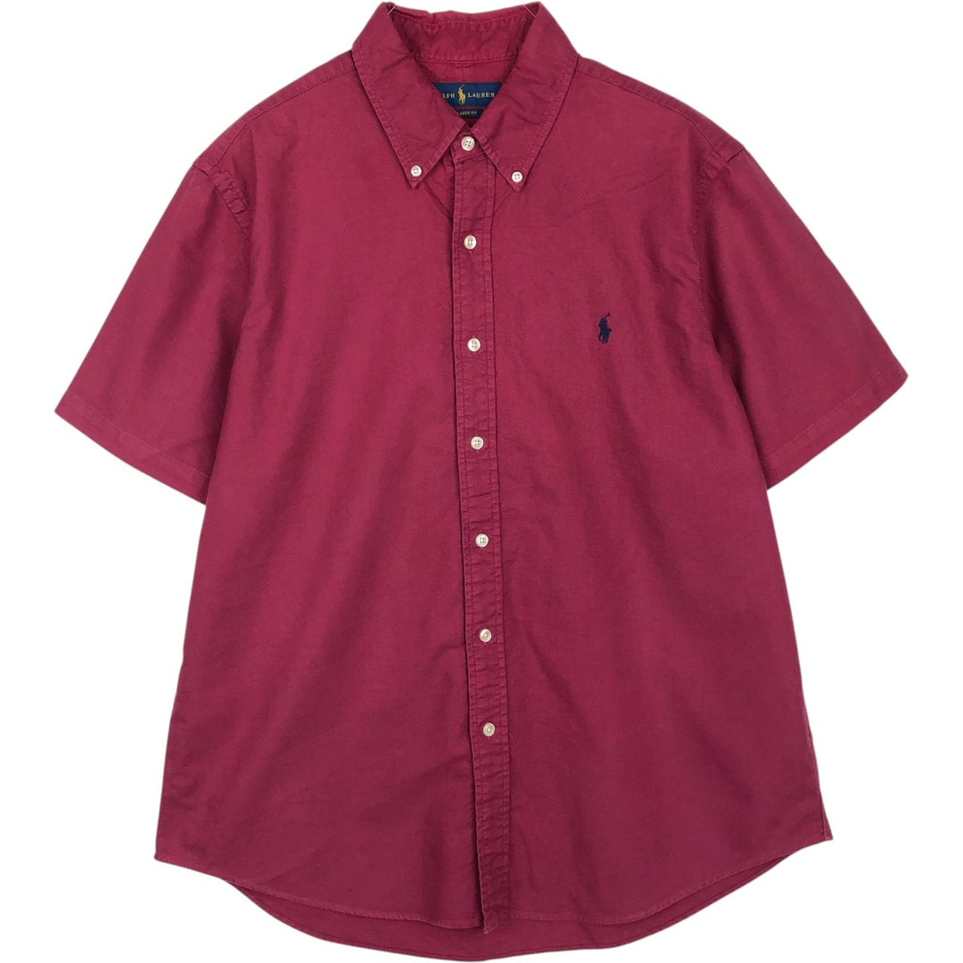Ralph Lauren Classic Fit short sleeve button down shirt, men's size L cotton red type Vintage Second Hand