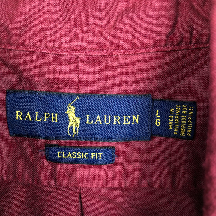 Ralph Lauren Classic Fit short sleeve button down shirt, men's size L cotton red type Vintage Second Hand