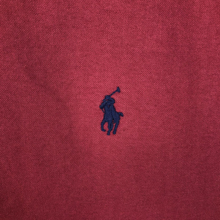 Ralph Lauren Classic Fit short sleeve button down shirt, men's size L cotton red type Vintage Second Hand