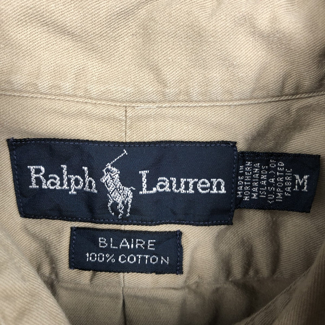 Ralph Lauren BLAIRE short sleeve button down shirt, men's size M cotton Beige type Vintage Second Hand