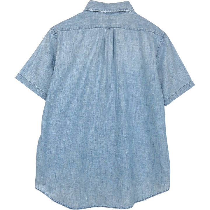 Ralph Lauren Button-down short-sleeve chambray shirt, men's size L cotton Blue type light blue Vintage Second Hand