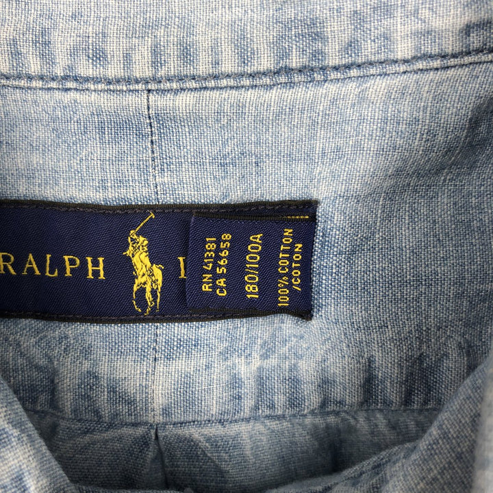 Ralph Lauren Button-down short-sleeve chambray shirt, men's size L cotton Blue type light blue Vintage Second Hand