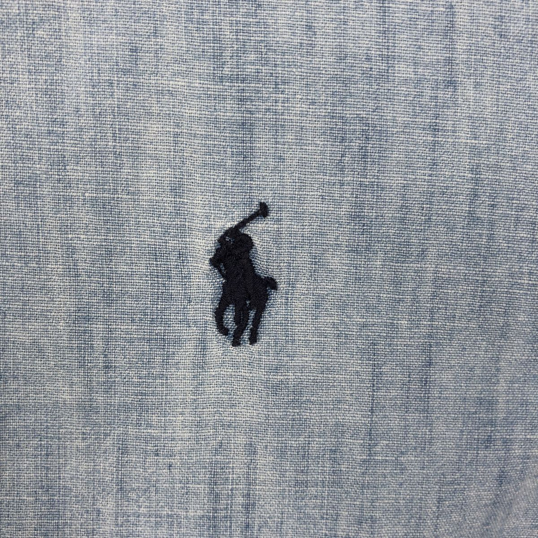 Ralph Lauren Button-down short-sleeve chambray shirt, men's size L cotton Blue type light blue Vintage Second Hand
