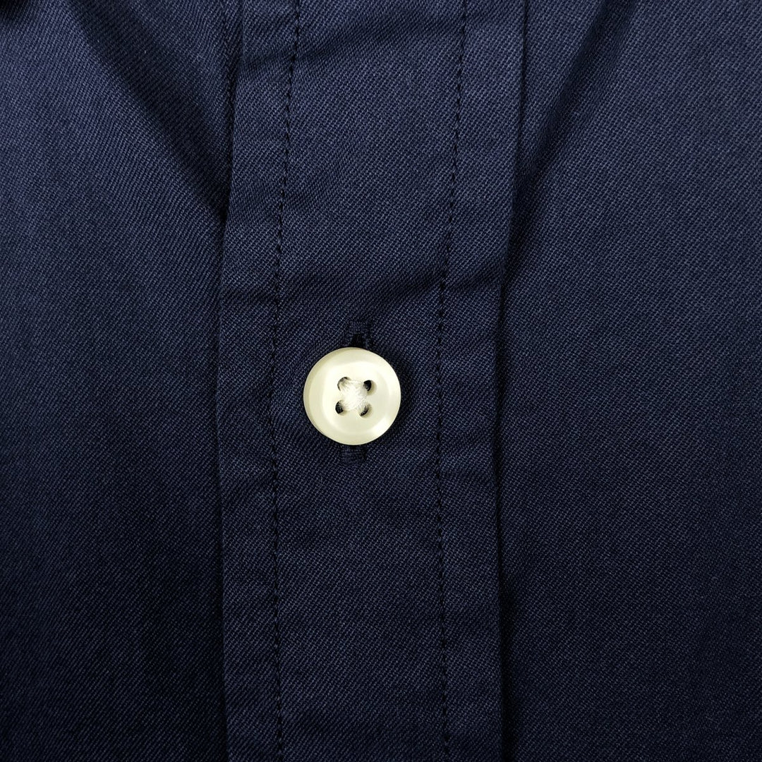 Ralph Lauren CLASSIC FIT FEATHER WEIGHT TWILL RL UNTUCKED FIT Short-Sleeve Button-Down Shirt (Men's Size L equivalent) cotton navy blue type Vintage Second Hand