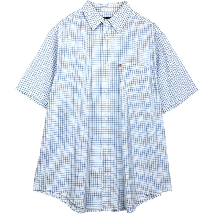 2000'S Ralph Lauren POLO JEANS COMPANY Short-Sleeve Cotton Check Shirt, Men's Size XL (approx.) cotton blue type Vintage Second Hand