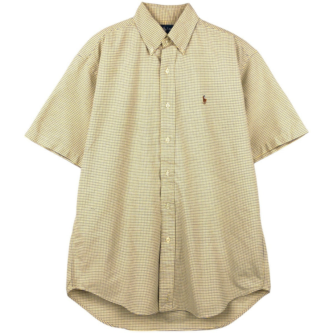 Ralph Lauren BLAKE Long-Sleeve Button-Down Check Shirt, Men's Size S (approx.) cotton yellow type Vintage Second Hand