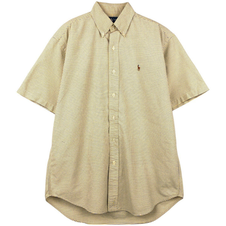 Ralph Lauren BLAKE Long-Sleeve Button-Down Check Shirt, Men's Size S (approx.) cotton yellow type Vintage Second Hand