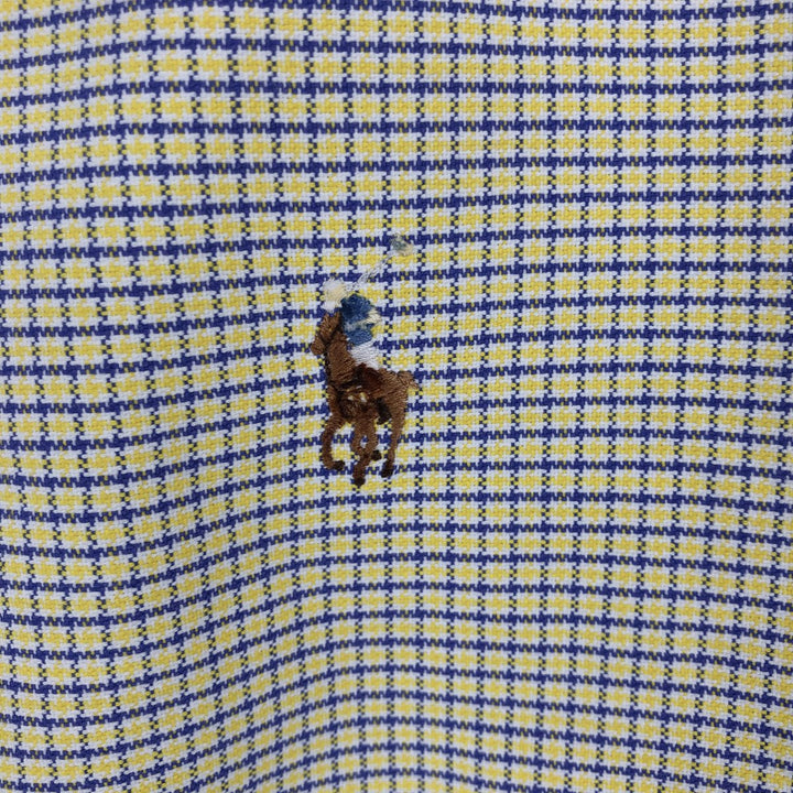 Ralph Lauren BLAKE Long-Sleeve Button-Down Check Shirt, Men's Size S (approx.) cotton yellow type Vintage Second Hand