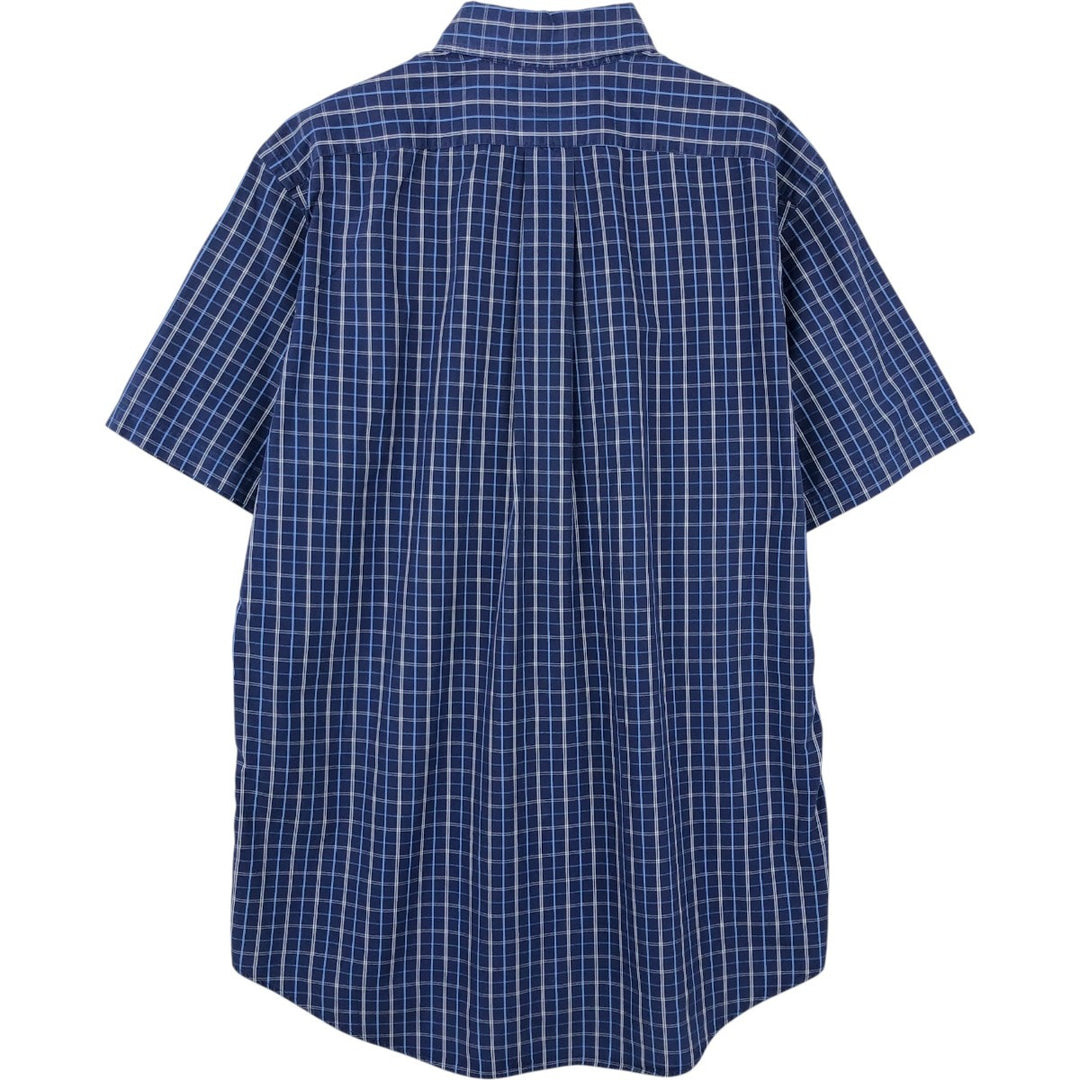 Ralph Lauren CUSTOM FIT short sleeve button down check shirt men's M size cotton navy blue type Vintage Second Hand