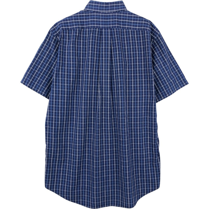Ralph Lauren CUSTOM FIT short sleeve button down check shirt men's M size cotton navy blue type Vintage Second Hand
