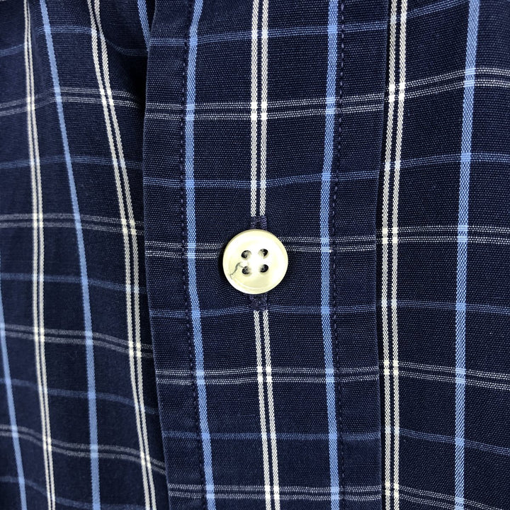 Ralph Lauren CUSTOM FIT short sleeve button down check shirt men's M size cotton navy blue type Vintage Second Hand