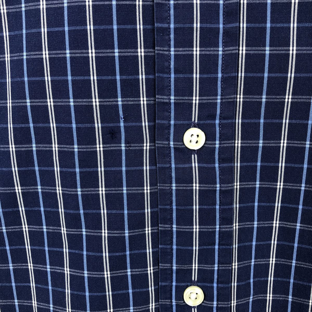 Ralph Lauren CUSTOM FIT short sleeve button down check shirt men's M size cotton navy blue type Vintage Second Hand