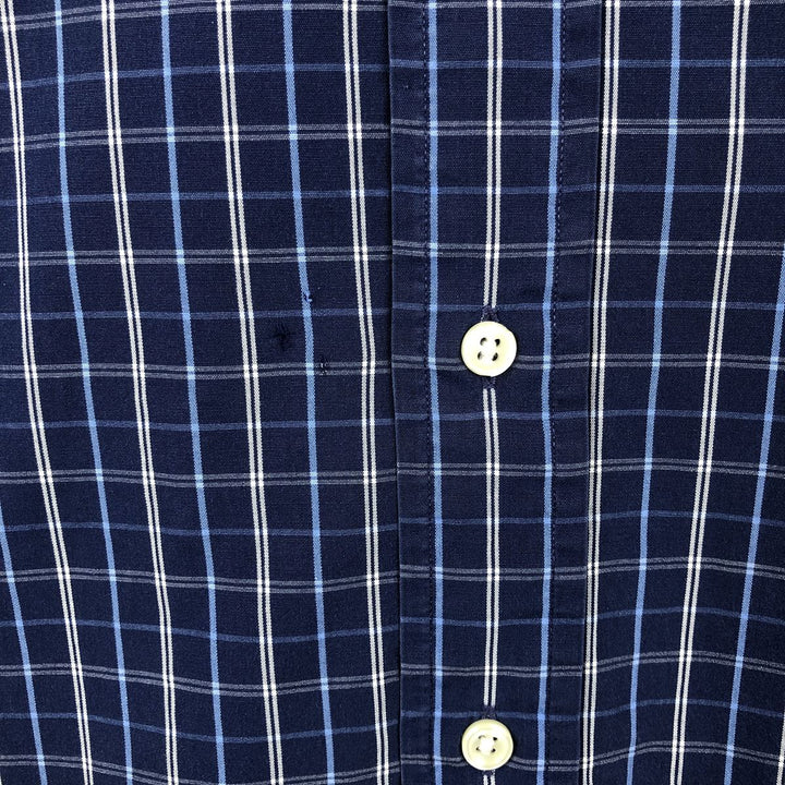Ralph Lauren CUSTOM FIT short sleeve button down check shirt men's M size cotton navy blue type Vintage Second Hand