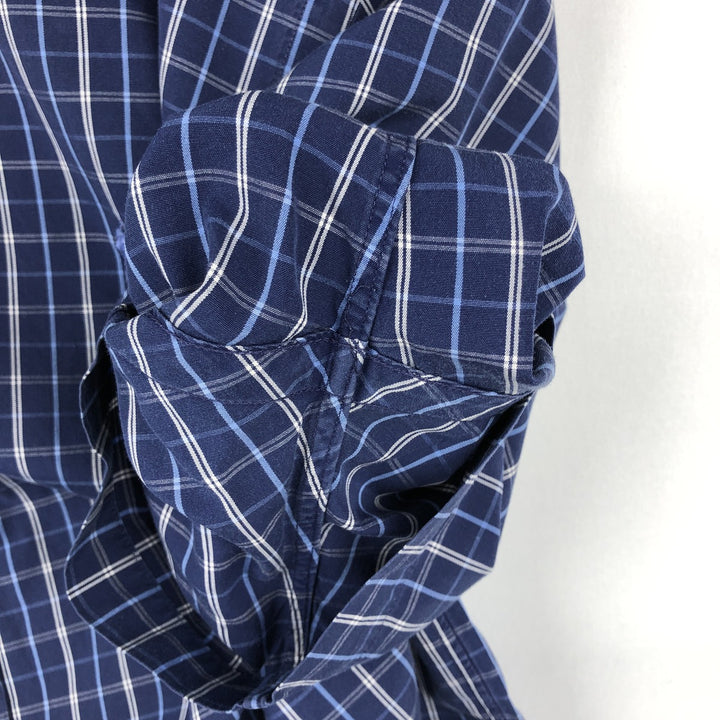 Ralph Lauren CUSTOM FIT short sleeve button down check shirt men's M size cotton navy blue type Vintage Second Hand