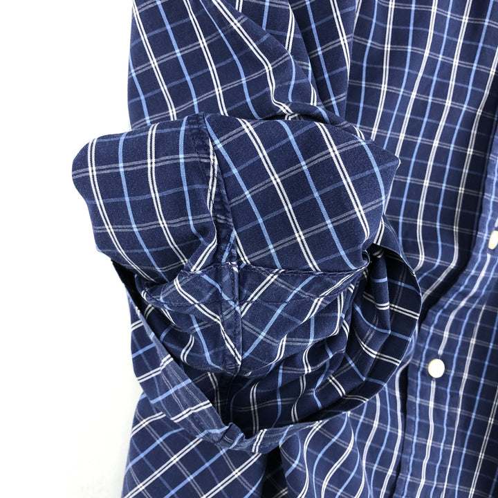 Ralph Lauren CUSTOM FIT short sleeve button down check shirt men's M size cotton navy blue type Vintage Second Hand
