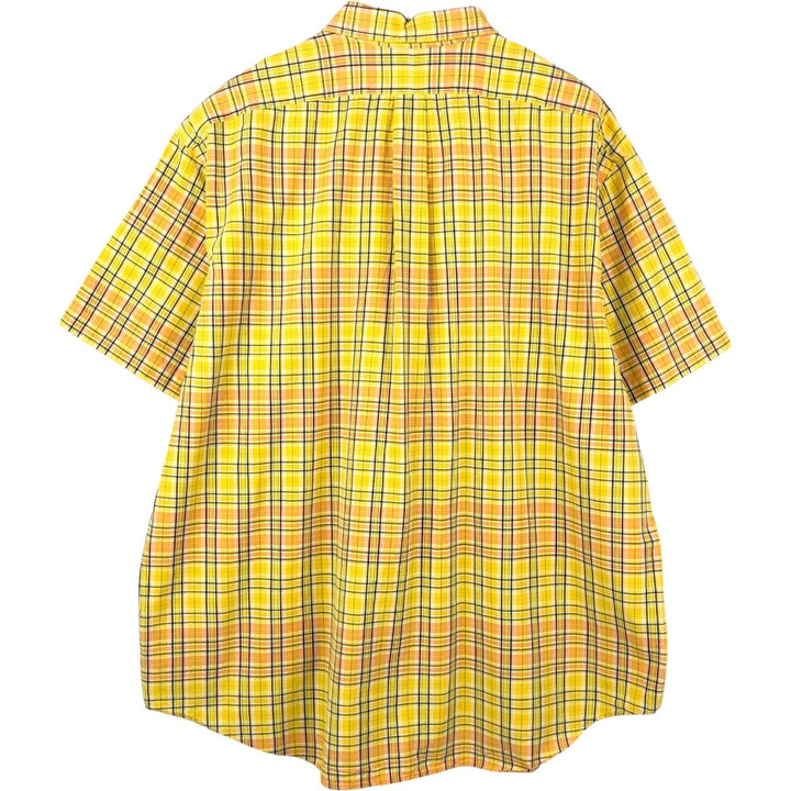 Ralph Lauren BLAKE short sleeve button down check shirt, men's size XXL cotton yellow type Vintage Second Hand