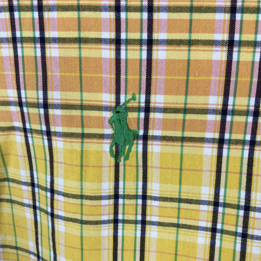 Ralph Lauren BLAKE short sleeve button down check shirt, men's size XXL cotton yellow type Vintage Second Hand