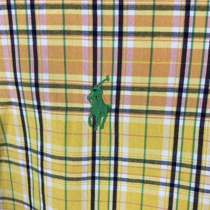Ralph Lauren BLAKE short sleeve button down check shirt, men's size XXL cotton yellow type Vintage Second Hand
